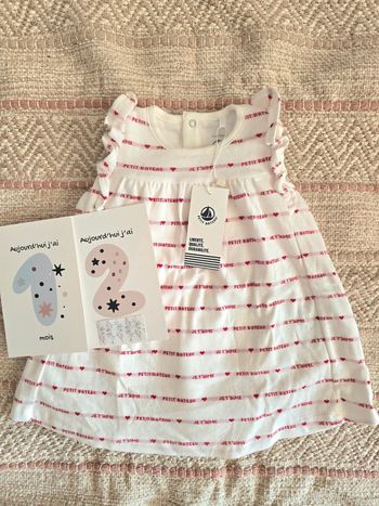 Barboteuse Petit Bateau blanc coeur rouges neuf