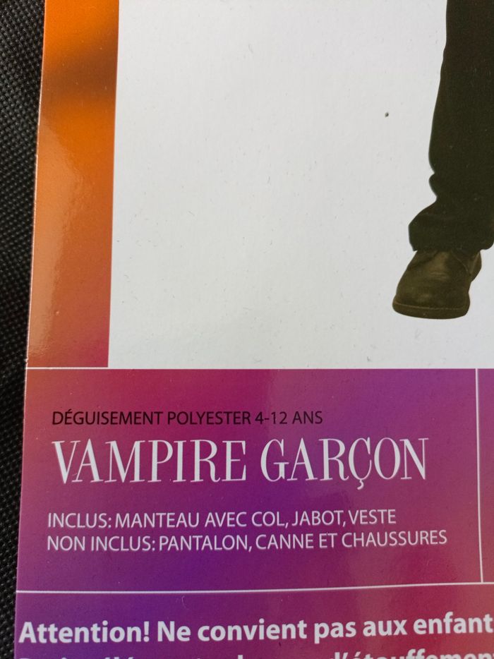 Déguisement vampire garçon taille S 110 à 120 cm - photo numéro 3