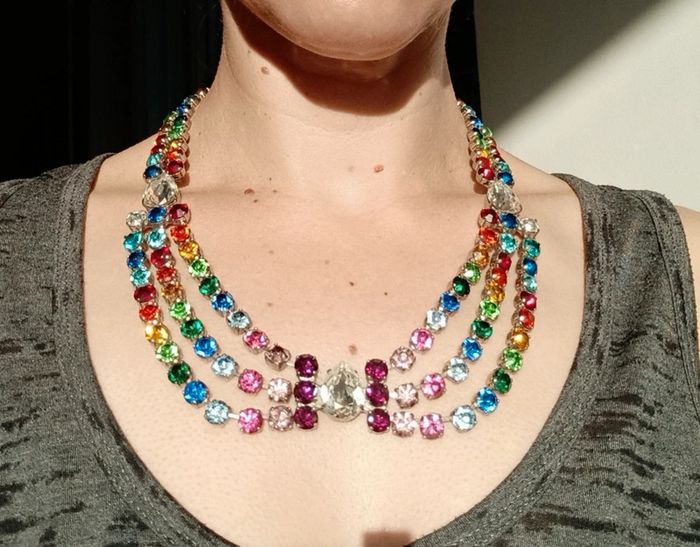 Collier vintage verre multicolore