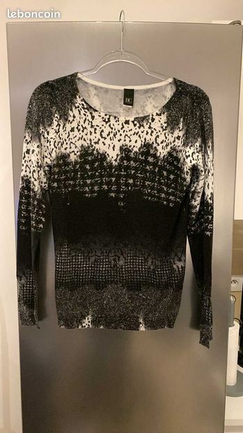 Pull à motifs Best Connections Noir Blanc Gris Taille 38 Helline Femme