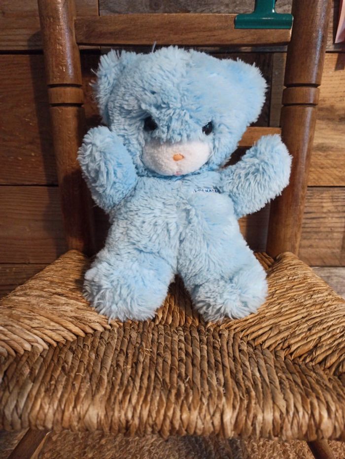 Peluche hochet ours bleu Prénatal vintage tbe - photo numéro 2