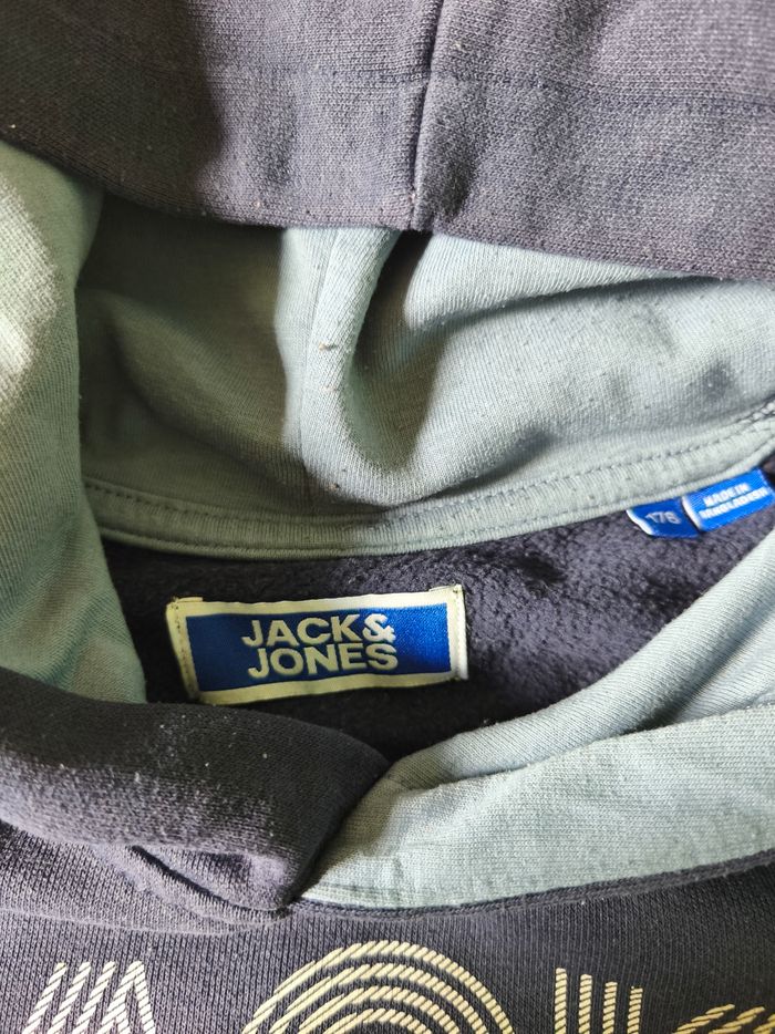 Sweat à capuche garçon 16 ans Jack & Jones bleu marine - photo numéro 4