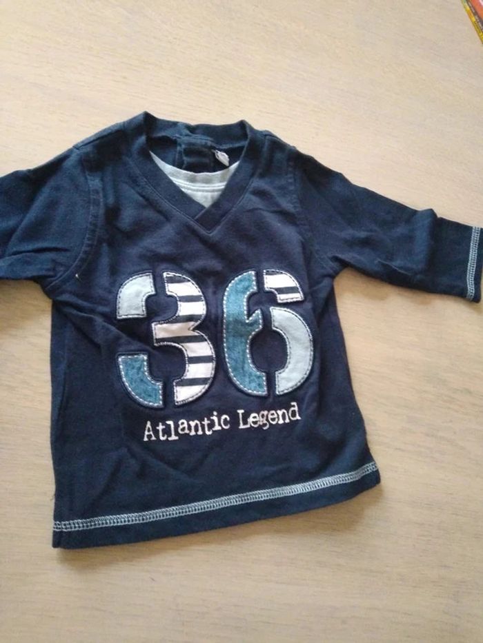 Tee-shirt bleu marine 6 mois - photo numéro 2