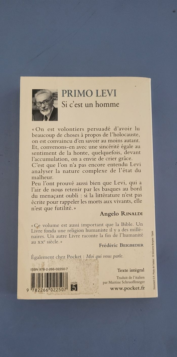 Si c'est un homme de Primo Levi - photo numéro 2