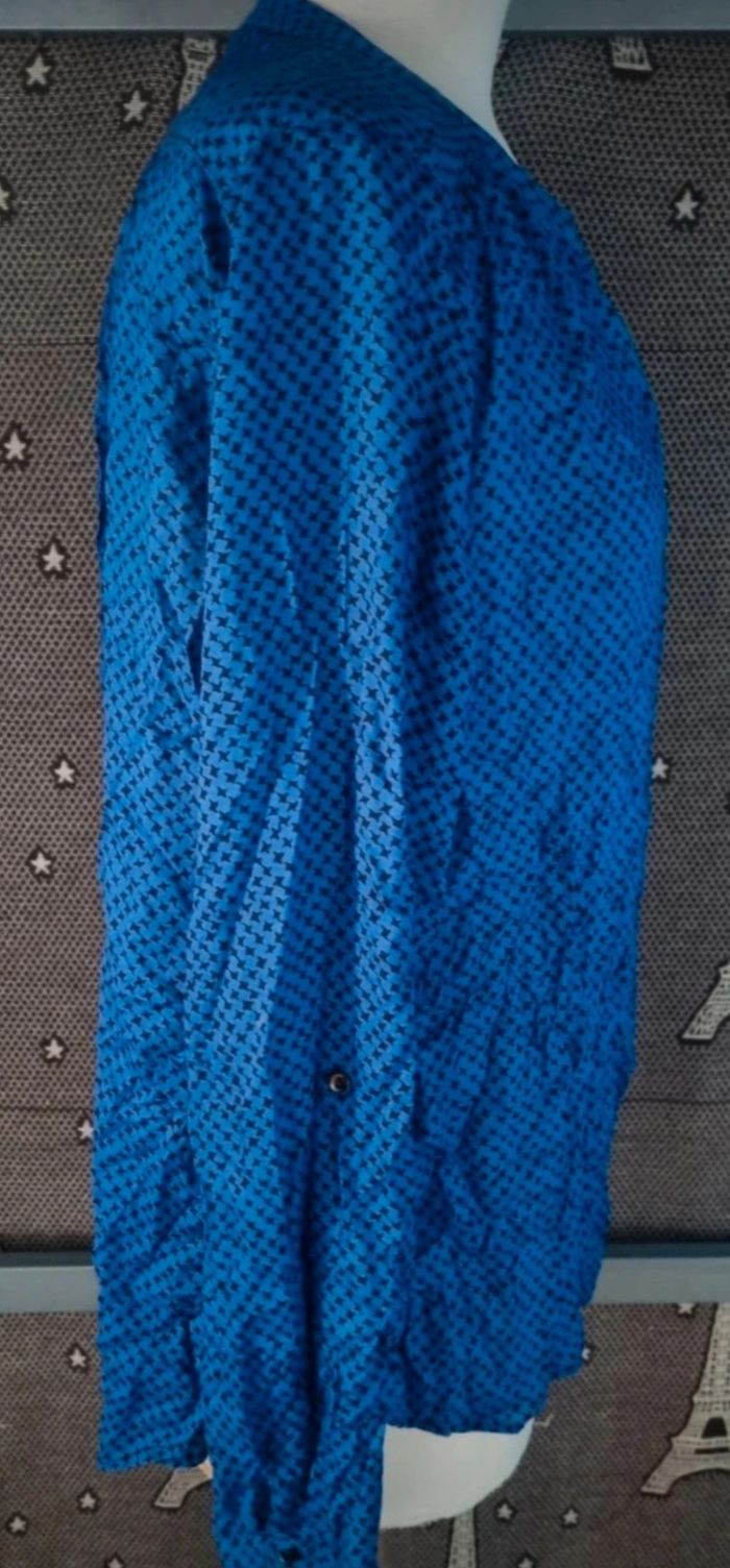 Blouse légère bleu à motifs manches retroussable taille 46 - photo numéro 3