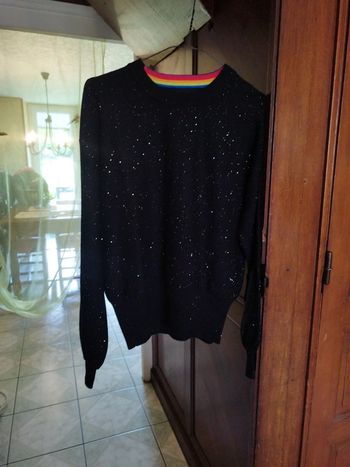 Pull sweat noir pailleté vintage Desigual L/40 y2k
