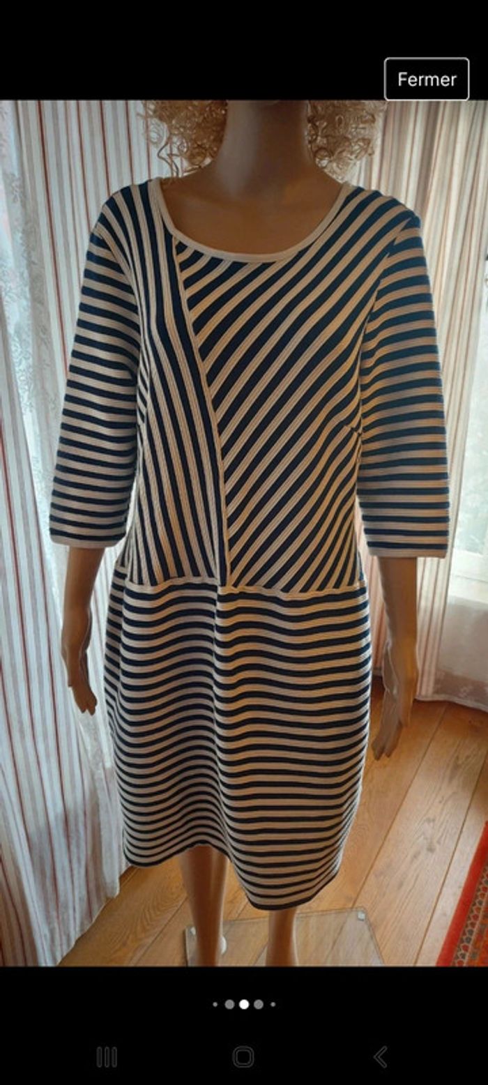 Robe manches 3/4 Lerros t XL bleu et blanc - photo numéro 9