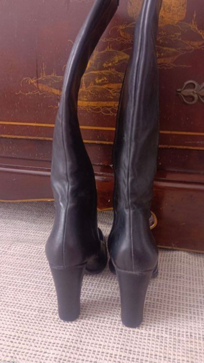 Bottes hautes vintage cuir 35 - photo numéro 7
