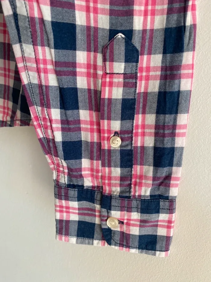 Chemise à carreaux hollister beu crème rose - photo numéro 8