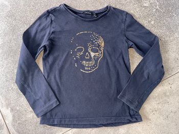 T shirt Ikks bleu marine tête de mort 8 ans tbe