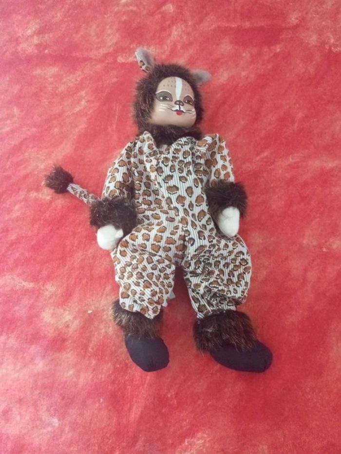 Poupée pantin clown chat tigre - photo numéro 4