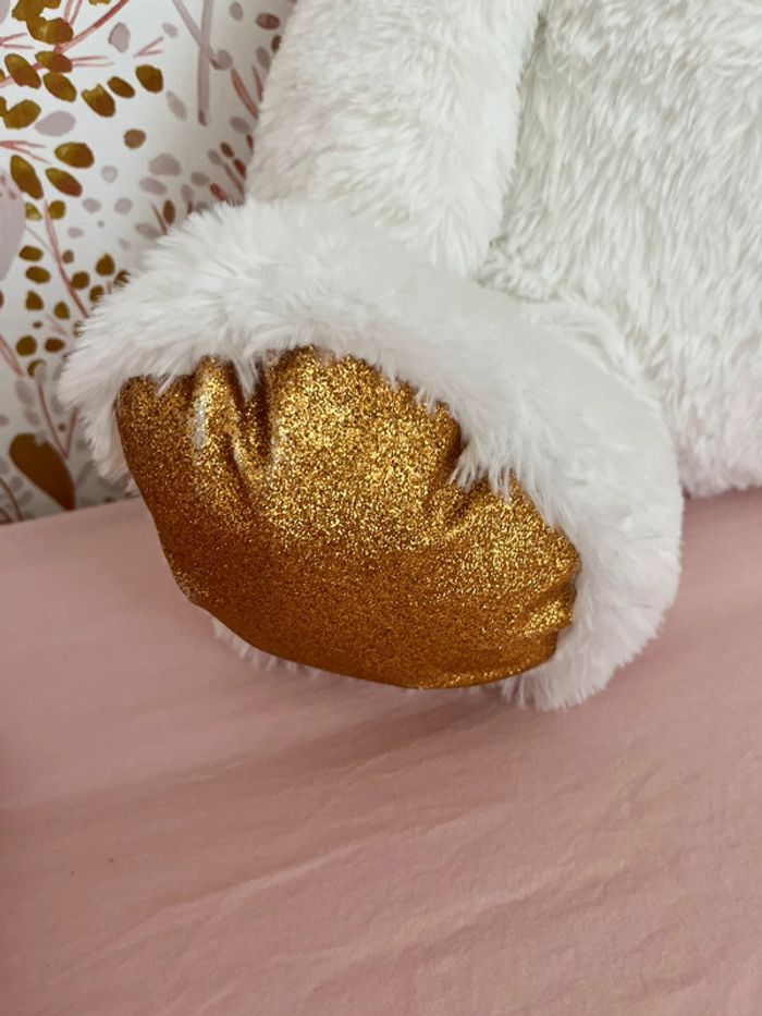Nounours 50cm blanc or - photo numéro 2