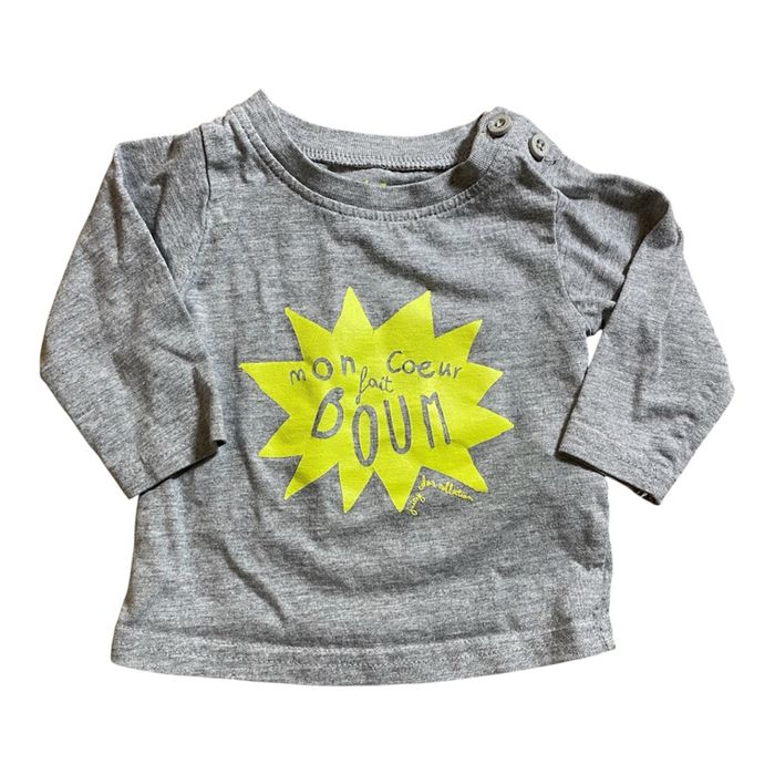 TAO T-shirt Mon coeur fait Boum Taille 3 mois