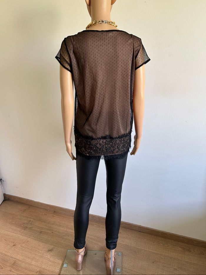 Haut noir et beige en dentelle Morgan taille M jamais porté - photo numéro 6