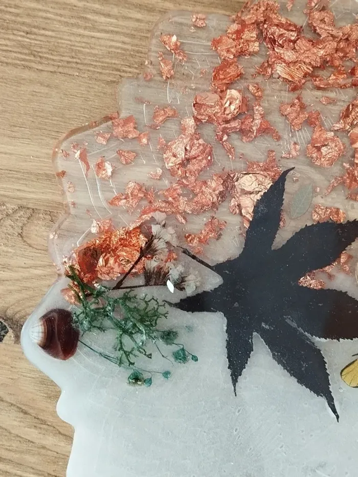 idée cadeau grand porte-stylo en résine coquillages et fleurs séchées abr018 - photo numéro 6