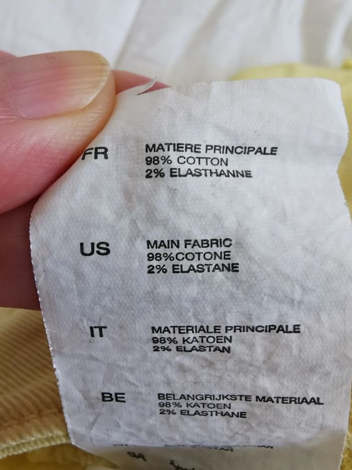 short jaune toile style jeans élastique moulant - photo numéro 5