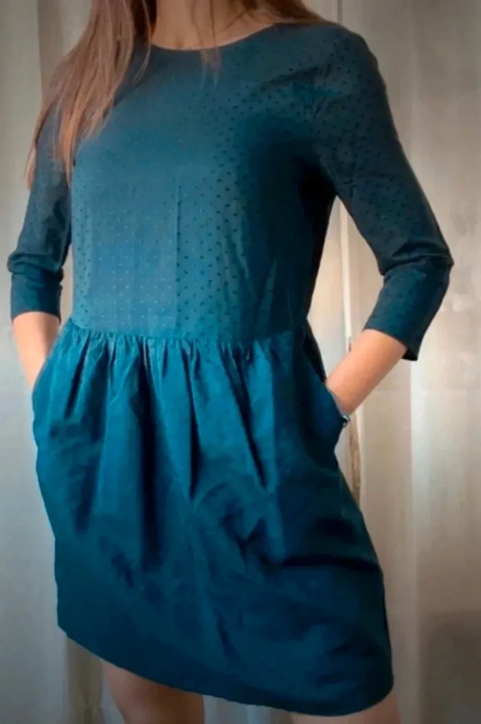 Robe bleu marine Galeries Lafayette t.36, viscose/coton - photo numéro 2