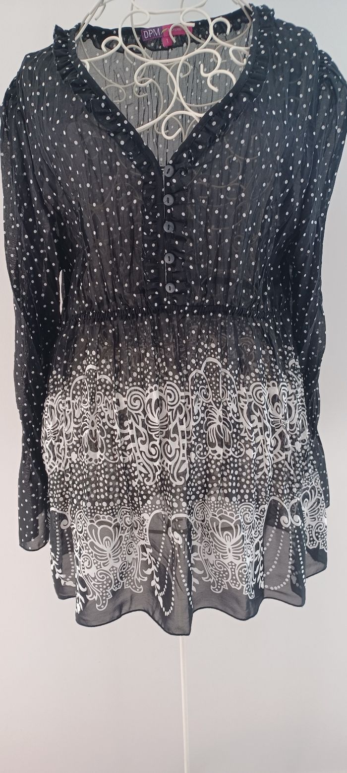 Blouse noir blanc Noël - photo numéro 2