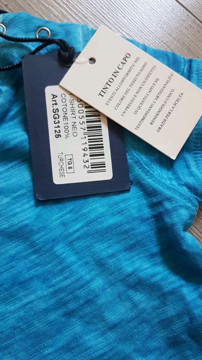 Tee-shirt turquoise 6 mois neuf tye dye - photo numéro 3