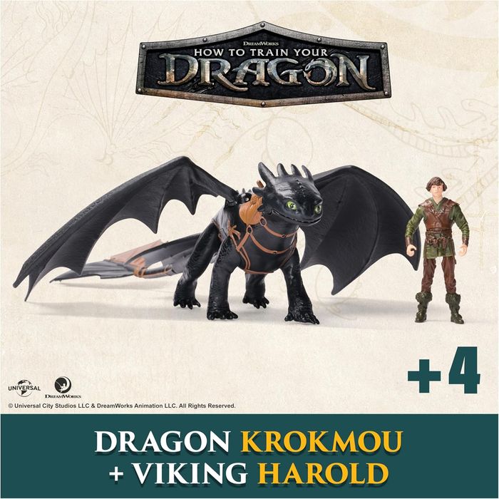 🐉 Dreamworks Dragons – Figurines articulées Dragon Krokmou + son dresseur Viking Harold - photo numéro 5