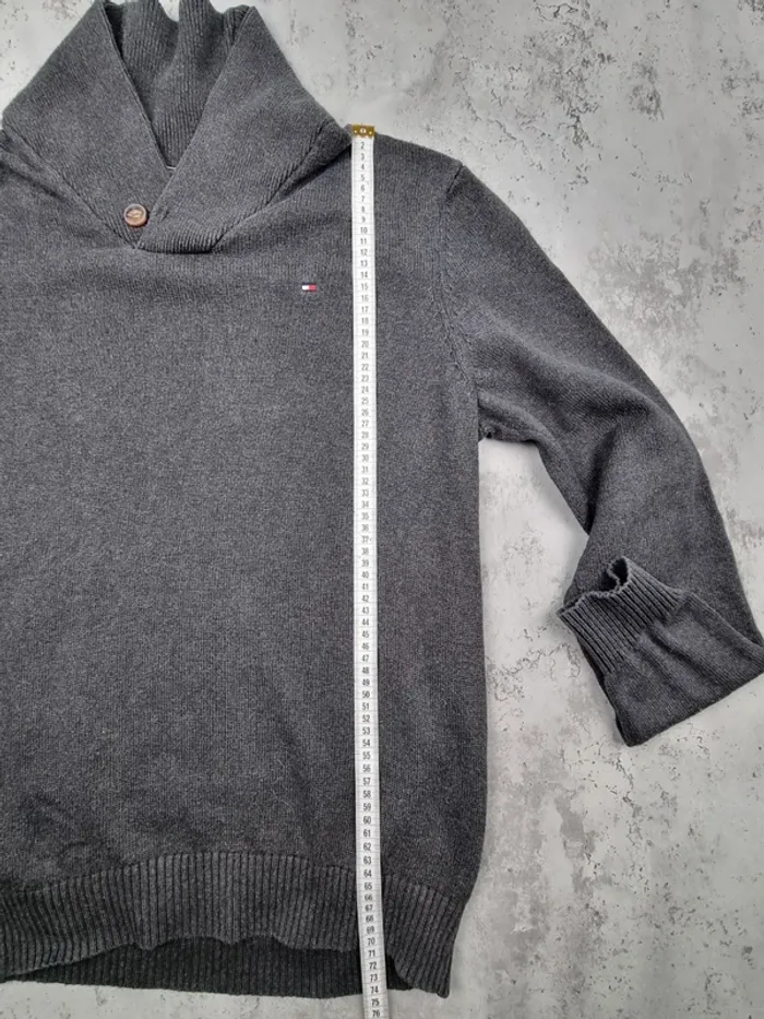 Pull col châle gris Tommy Hilfiger – Taille XL Homme (mesures en photos) - photo numéro 8