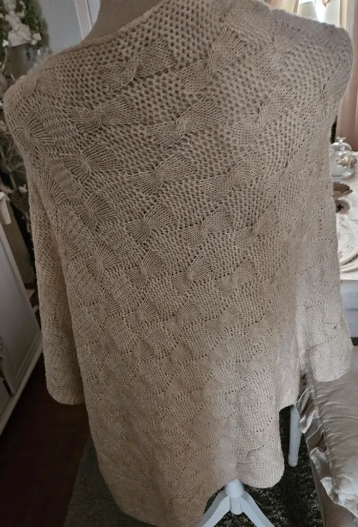 Pull poncho asymétrique beige Taille Unique (42/44) - photo numéro 4