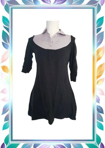 Haut tunique courte noir rose violet rayée bershka taille M