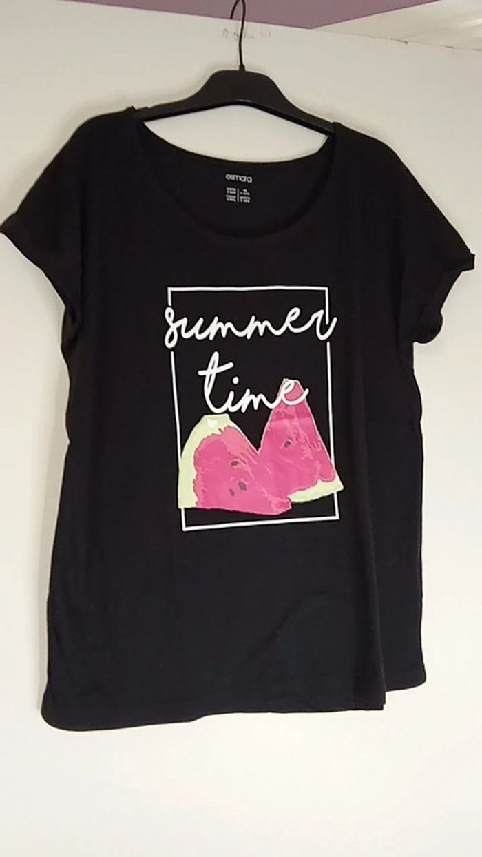 T-shirt noir motif pastèque 🍉 Summer Time - Esmara - Taille S