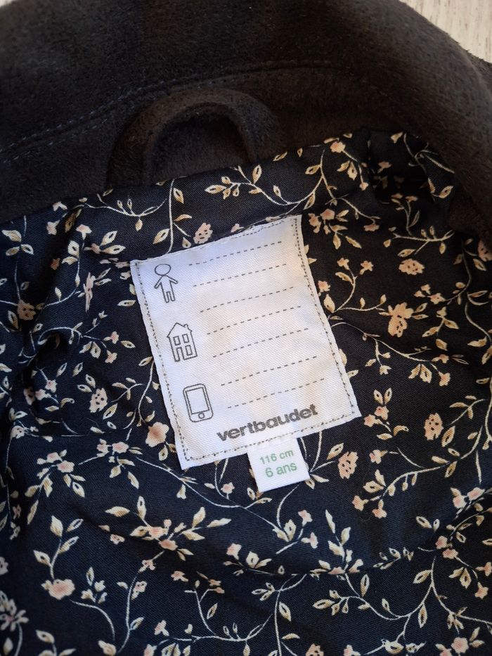 Veste perfecto  imitation daim noir et liberty fille Vertbaudet 6 ans – Neuve - photo numéro 6