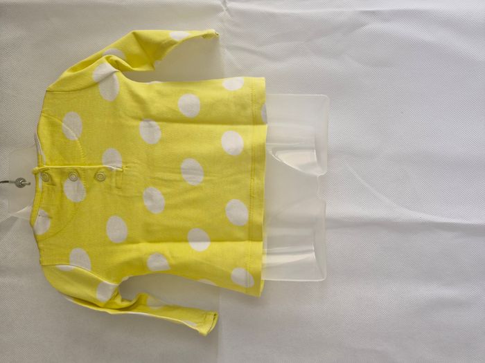 T-shirt manches longues fille 3 mois Tissaia Jaune Blanc - photo numéro 4