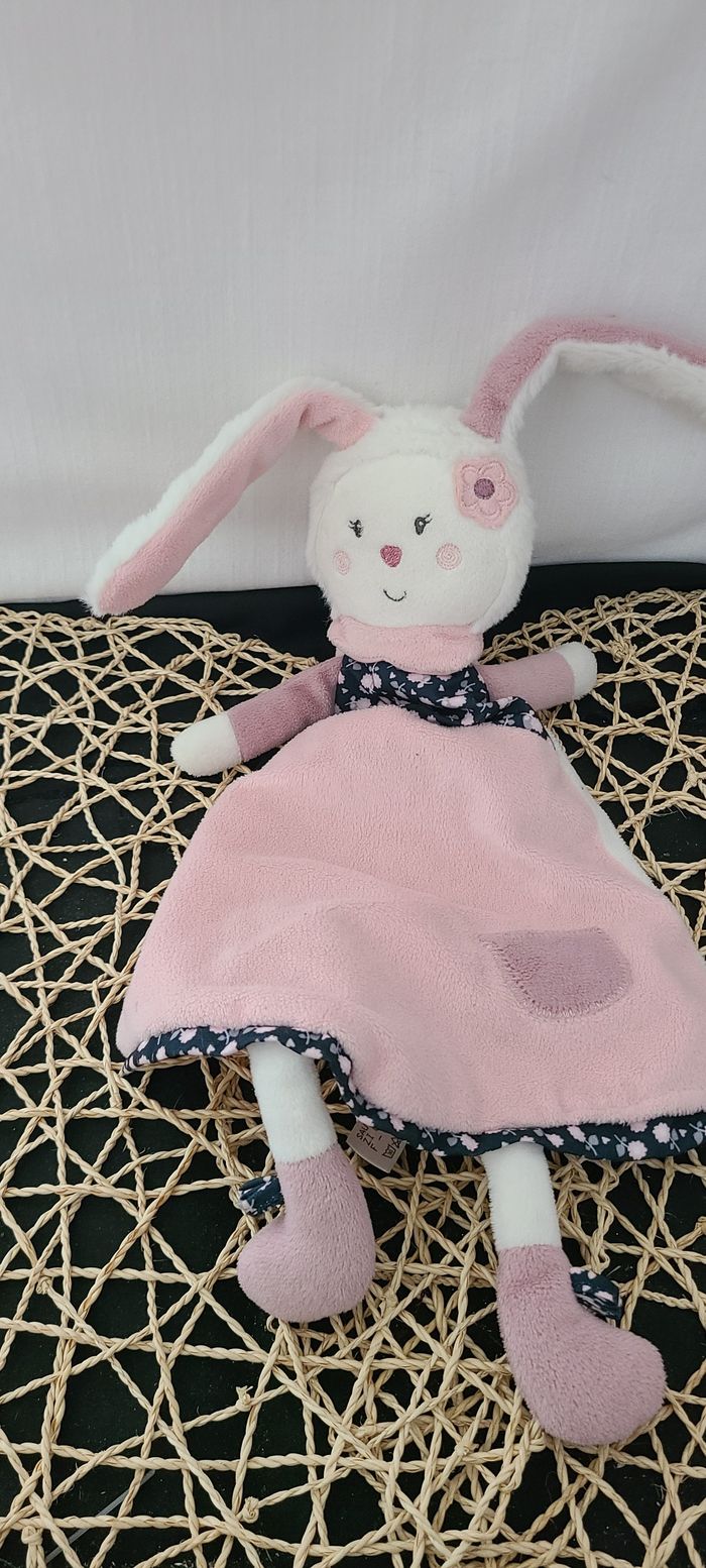 Doudou plat lapin rose Miss Chipie SAUTHON - photo numéro 5