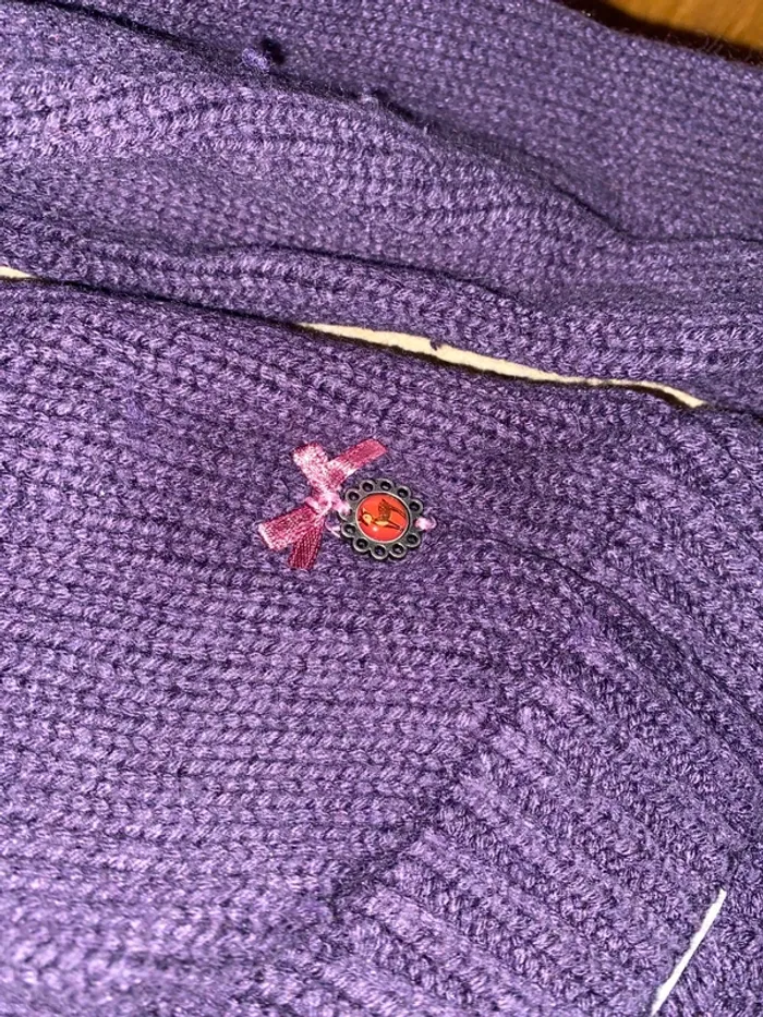 Pull laine sergent major fille 9 ans violet rose épais hiver - photo numéro 4