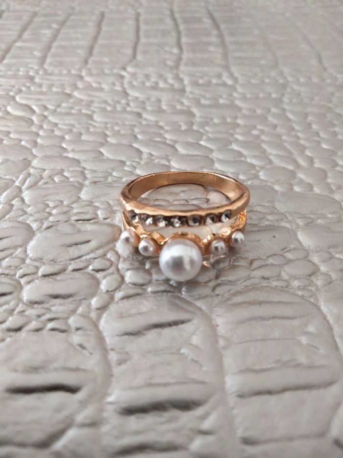 Double bague en métal doré 16mm - photo numéro 3