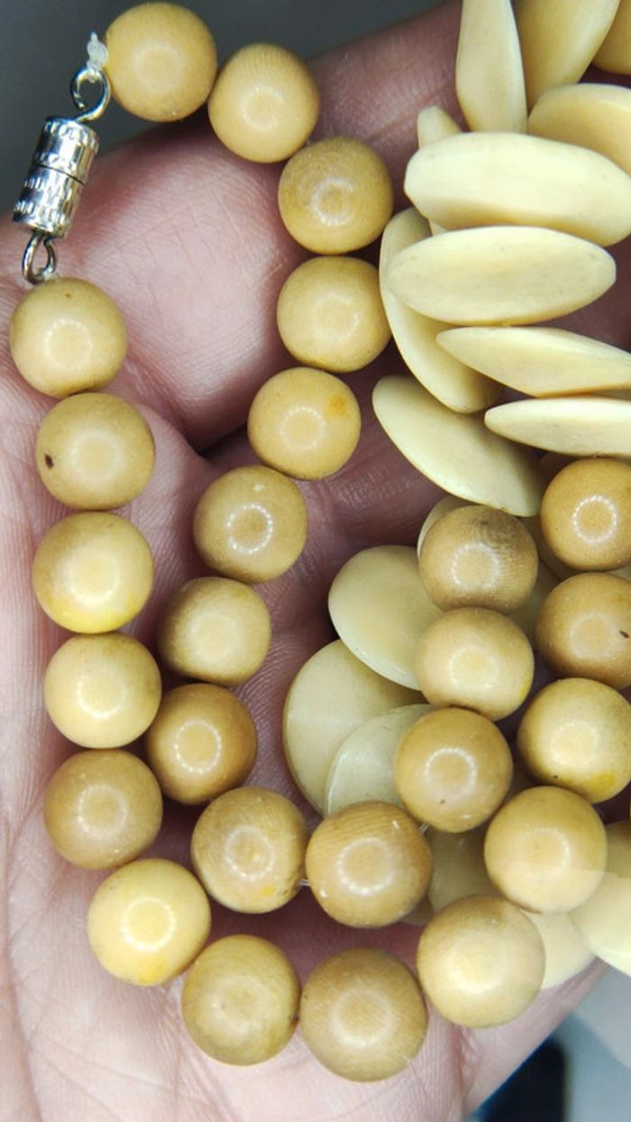 Collier crème beige vintage pastilles - photo numéro 6