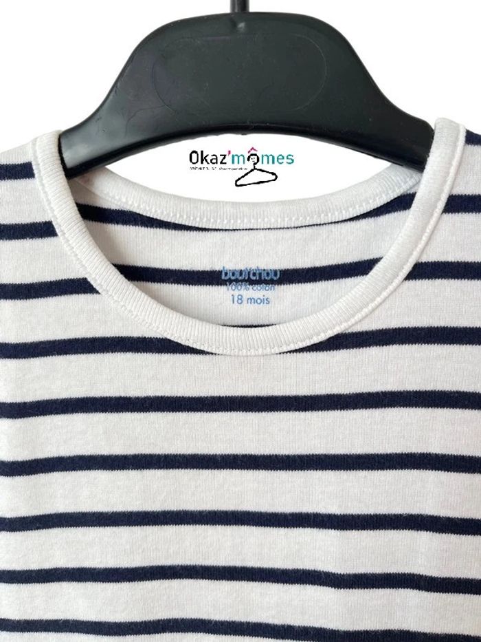 Body sans manche rayé bleu marine et blanc - Bout'chou 18 mois - photo numéro 2