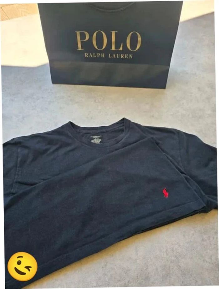 T-shirt Ralph Lauren M coupe col rond noir Homme Men tee118