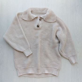 Pull beige maille col chemise boutonné taille 36 / 38