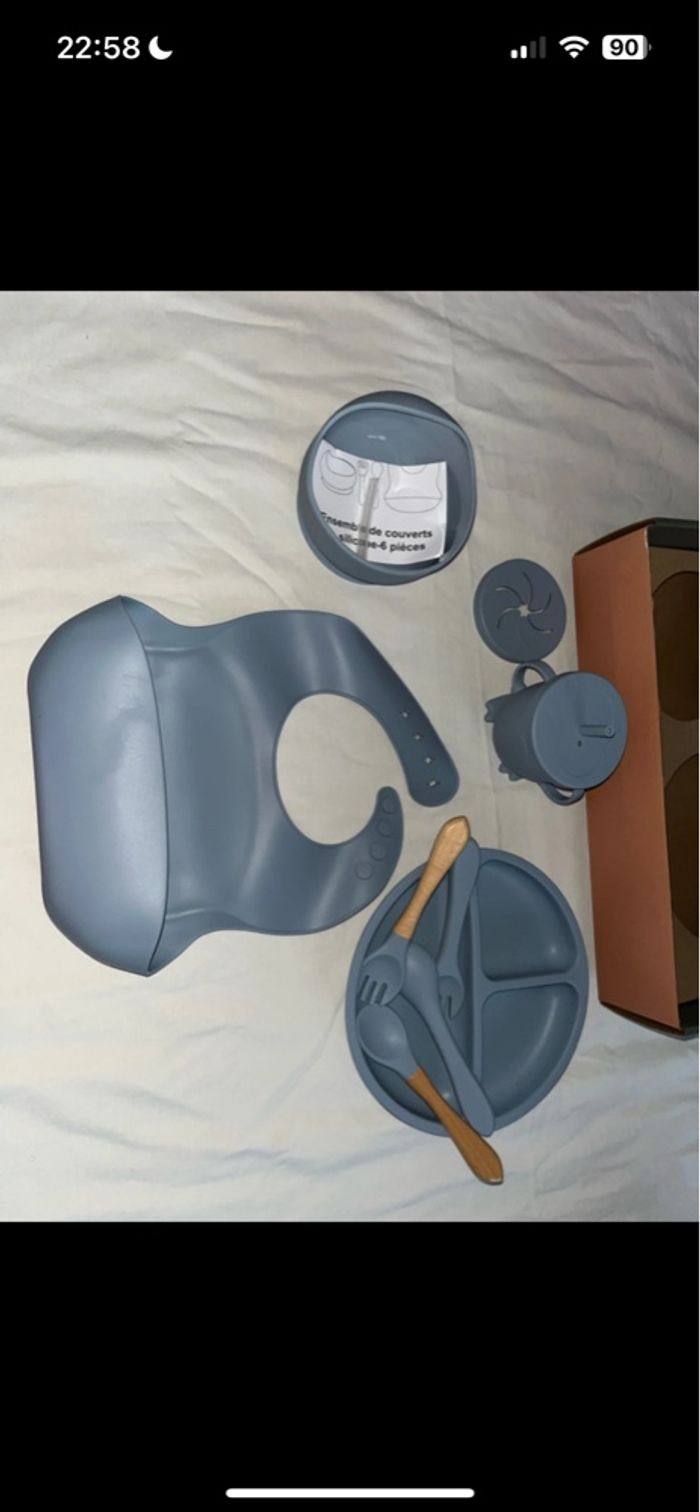 Set de repas en silicone bleu pour enfant 10 pièces - photo numéro 8