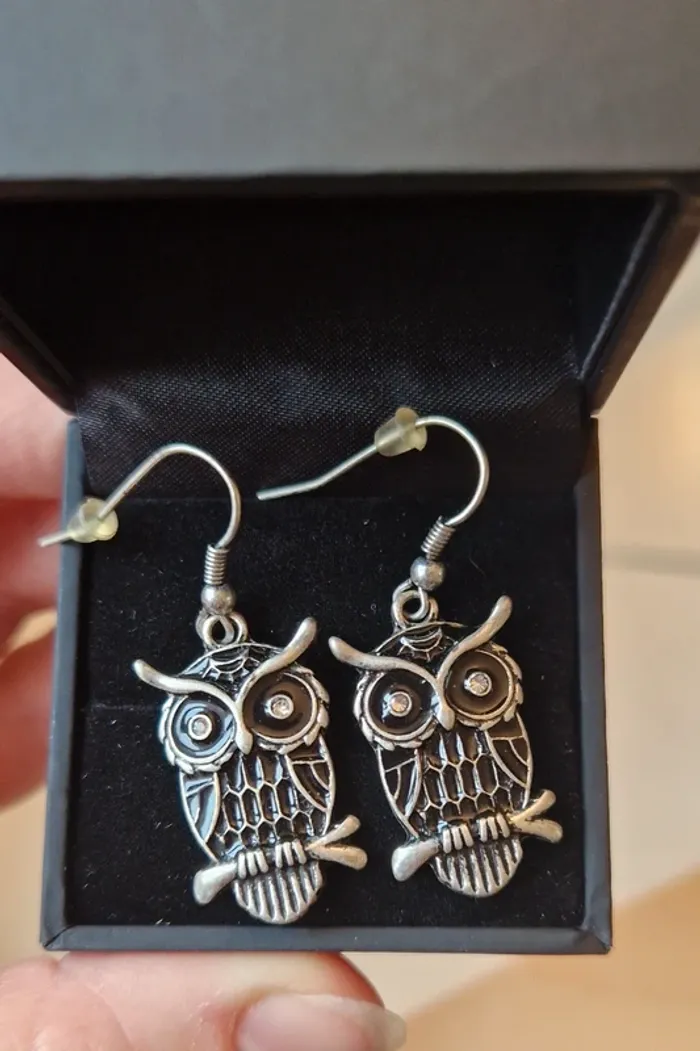 Boucles d'oreilles pendantes hibou