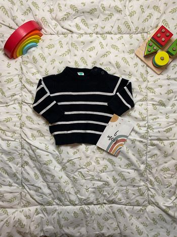 pull col rond marine rayé blanc 6 mois grain de blé