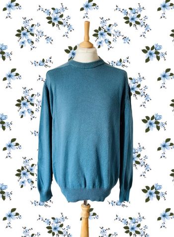 🌿Pull coton bleu vintage années 90 authentic vintage 90s Cotton sweater🌿