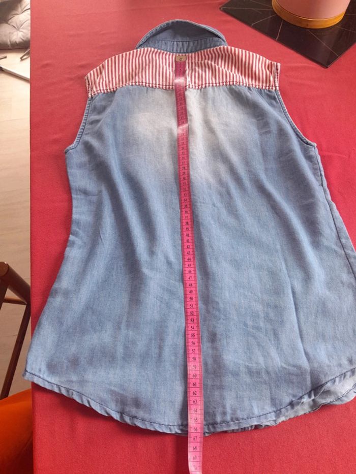 Chemise sans manche imprimé effet jean Chi Ole denim architect - photo numéro 12