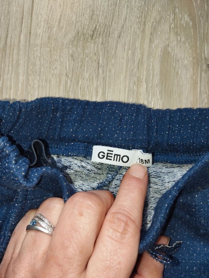Pantalon bleu pois dorés poches réglable largeur Gémo fille 18 mois - photo numéro 4