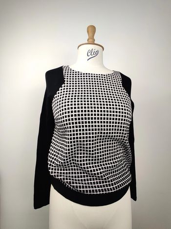 T-shirt à carreaux noir et blanc - Cop Copine - 40
