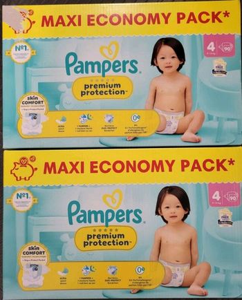 2 cartons de couches pampers premium taille 4