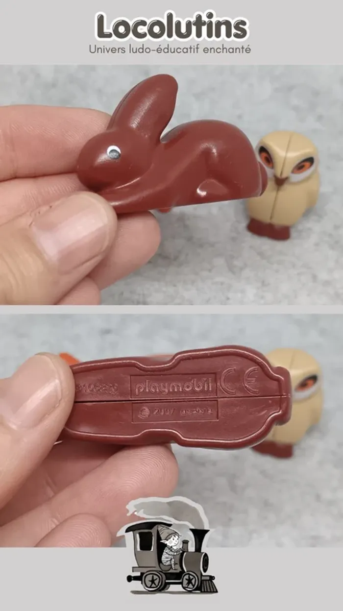 🚂 Playmobil 1.2.3 animaux forêt renard hibou lapin - photo numéro 2