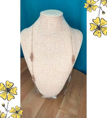 Collier vintage doré en perles facettées champagne – Élégance rétro