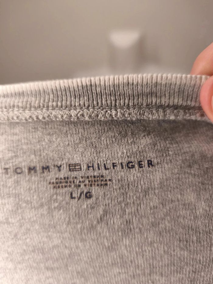 Pull col V Tommy Hilfiger Femme Taille L Gris - photo numéro 7