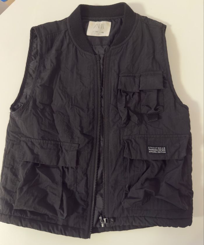 Gilet Utilitaire / Veste Sans Manches Matelassée ZARA (6-7 ans / 120 cm) - Style Streetwear Noir - photo numéro 8