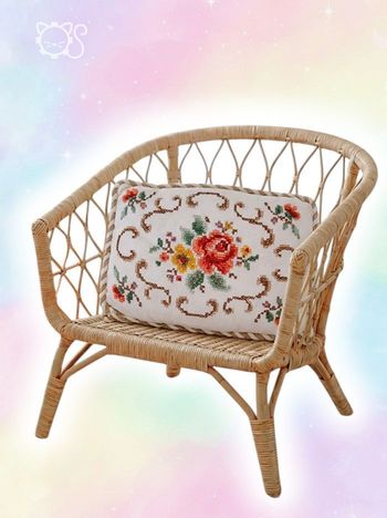Coussin décoratif beige broderie ancienne multicolore 🇫🇷​ Fait Main - 35×50 cm